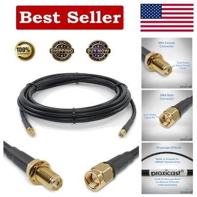 15 ft SMA Coax Extension Cable with Gold-Plated Pins - Perfect for 4G LTE & Ham - Image 1 of 4