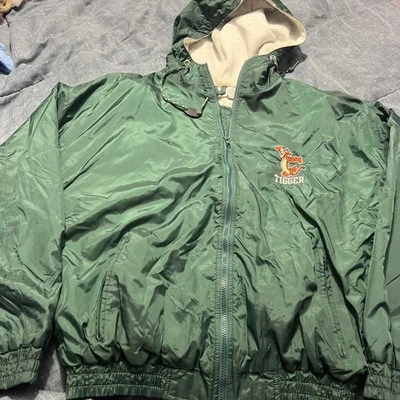 ВИНТАЖНЫЙ Mickey Inc средний Tigger зеленый с подкладкой ветровка полный молнии куртка с капюшоном - Изображение 1 из 4