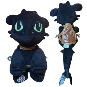Build A Bear Dreamworks Dragons Black Toothless Plush Dragon W/ Saddle 14" BAB - Picture 1 of 8