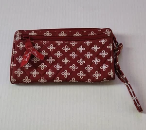 Vera Bradley Handgelenktasche vorne Reißverschluss rot & weiß Mini Concerto neu ohne Etikett - Bild 1 von 5