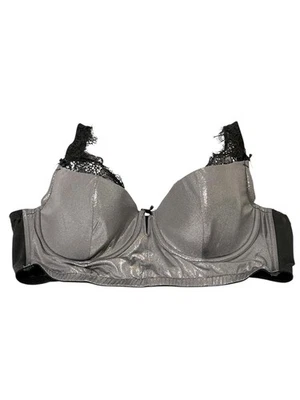 Sujetador Cacique 44DD ligeramente forrado balconette francés palangre con aros plateado y negro Foto 1 de 4