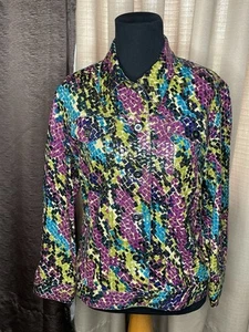 Ruby Rd. Abstract Jacket Size 10 Shiny City Office Wear Color Art Unique NWOT - Picture 1 of 6