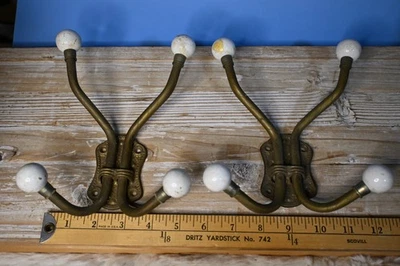 Juego de 2 pares de perillas de porcelana para colgar en pared de metal vintage Foto 1 de 4