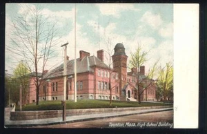 TAUNTON Massachusetts Ansicht des High School Gebäudes Vintage 1913 Postkarte - Bild 1 von 1
