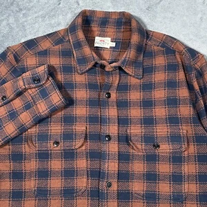 Faherty Legend Maglione Camicia Uomo Medium Blu Navy Marrone Bufalo Check Plaid - Foto 1 di 13