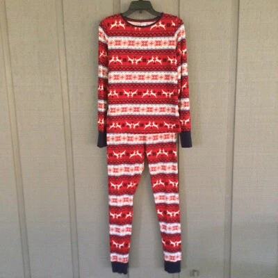 Nordstrom Reindeer Holiday Pajama Set Size S Long Sleeve Holiday Women - Image 1 of 4