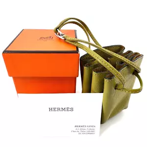 HERMES Togo Leather Vespa Leather Pouch Bag Green Unisex Authentic - Picture 1 of 22