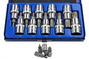 10pc 1/2'' Drive Male Torx Trx-Star BIT SOCKET SET T20-T70 55mm(L) US Pro - Picture 1 of 4