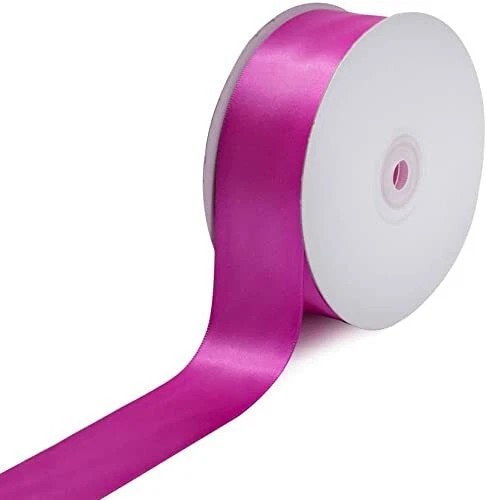 Double Face Solid Satin Ribbon Roll, Light Gift Wrap Ribbon Dark Pink 50Yard - Image 1 of 4