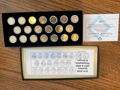 Thee sets of  20 state quarters 24K layered gold non-circulated coin 1999-2004. - Image 1 of 3