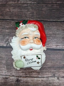 Papá Noel Bolsillo Pared Espagueti Borde Vintage Feliz Navidad Cerámica Japón 4413 - Imagen 1 de 8