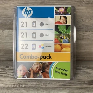 Versiegelt 3er Pack HP 21 Schwarz, 22 Schwarz & Tri-Color Combo Pack ABGELAUFEN - Bild 1 von 7