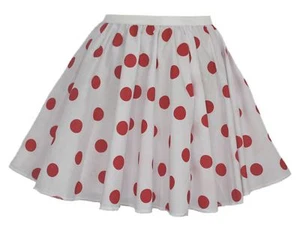 Womens Red & White Polka Dot 15" Length Skater Skirt Clown Circus Fancy Dress - Picture 1 of 1