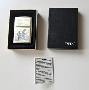 Vintage SEALED 2004 Scrimshaw Flying Ducks Chrome Zippo Lighter - Mint Condition - Picture 1 of 6
