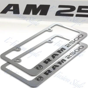 x2 DODGE RAM 2500 Chrome Plated Brass License Plate Frame Hand Painted Engraved - Picture 1 of 4