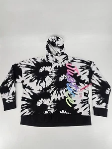 NWT Justice Black & White Tie Dye Rainbow Hoodie Sweatshirt  XL PLUS (16P/18P) - Picture 1 of 10