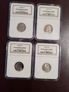 2000-S, 2001-S, 2002-S, and 2003-S  Jefferson Nickel Set, NGC PF-69 Ultra Cameo - Picture 1 of 2