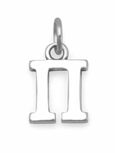 Dije Letra Pi del Alfabeto Griego Plata de Ley - Hecho en EE. UU. - Imagen 1 de 1