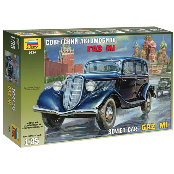 ZVEZDA 3634 GAZ M1 Auto Sovietica Kit In Plastica In Scala 1/35 - T48 Post - Immagine 1 di 4