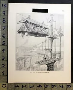 1913 FUTURISTIC SPACE TRAVEL CABLE CAR BOSTON NEW YORK R. G RUSSOM PRINT FC4971 - Picture 1 of 1