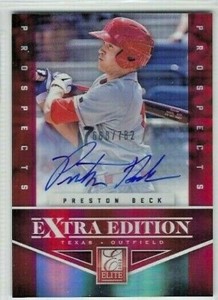 Preston Beck 2012 Panini Elite Prospects AUTO RC /782 Rangers