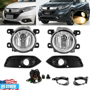 Bumper Fog Lights Clear Lamp w/Bezel + Wiring Kit For 2019-2021 Honda HR-V HRV - Picture 1 of 12