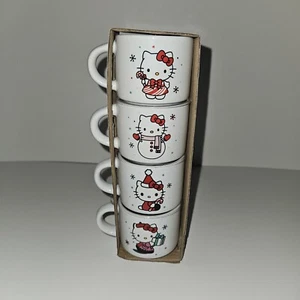 Christmas Hello Kitty 4-pcs Mini Stacked Ceramic Mugs 3oz Each - Picture 1 of 5