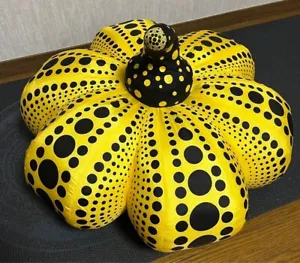 Yayoi Kusama Pumpkin Soft Sculpture Large Size Yellow with Black Dot Sculpt L - Picture 1 of 7