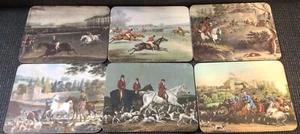Fox Hunt Hunting Set 6 Felt Back Luncheon Placemats - Picture 1 of 11