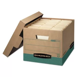 Bankers Box 12775 R-KIVE Letter/Legal Storage Boxes - Kraft/Green (12/CT) New - Picture 1 of 5