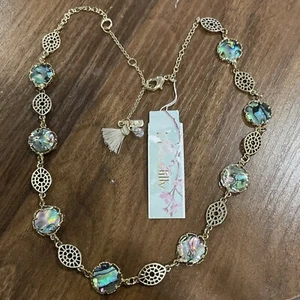 Ionna & Lilly Gold-Tone Abalone/ Rhinestone Floral Necklace “with Love” - Picture 1 of 4