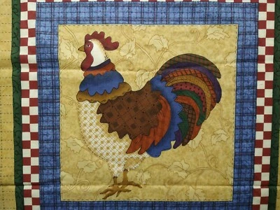 Almohada cuadrada vintage Leslie Beck Cranston VIP tela pollo country gallo Foto 1 de 3