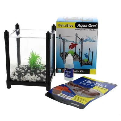 Betta Kit BettaBloc Stackable 1L BLACK 56119BK Fish Tank Aquarium Aqua One - image 1 of 4