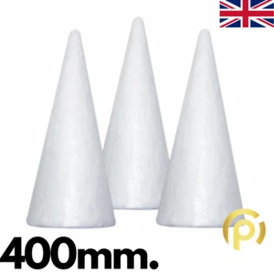POLYSTYRENE SOLID CONE SHAPED 400mm CRAFTS KIDS CHRISTMAS UNICORN DIY Decoration - Picture 1 of 4