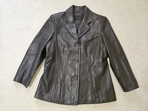 AVANTI New York Womens Brown Genuine Buttery Soft Leather Blazer Jacket Sz.L - Picture 1 of 18