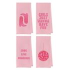 Pink Western Towels Set - Pink Dish Towels Pink Western Bathroom Kitchen Deco...