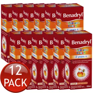 12 x Benadryl Children's Cough Oral Liquid 2+ Years Honey Lemon Flavour 200mL - Picture 1 of 12