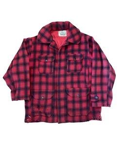Vintage 1960's Woolrich 503 Red Buffalo Plaid Wool Mens Hunting Jacket Size 42 - Picture 1 of 9