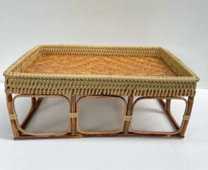 Vintage Stil Thai Handwerk Khantok Rattan Tisch rechteckig Form Essen Deck - Bild 1 von 48