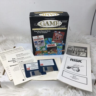 Game Collection - Clue & Risk  -  3.5" Floppy Disks With Manuals & Box READ - Image 1 of 4