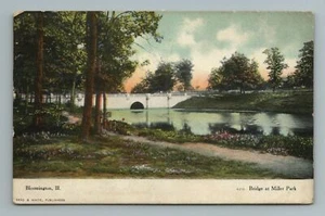 Bridge at Miller Park Bloomington Illinois Postcard - Picture 1 of 2