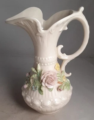 Jarra Belleek In Retrospect Irlandesa Aberdeen Rosa Floral 7" EXC. Foto 1 de 4