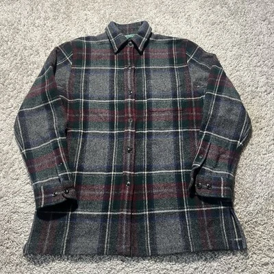 Camisa Lauren Ralph Lauren 100 % lana de cordero abotonada pequeña a cuadros de colección Y2k Foto 1 de 4