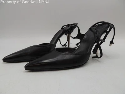 Gucci Women’s Size 7.5B Black Leather Pointed Toe Strappy Heels W/COA - Image 1 of 4