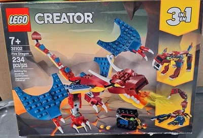 LEGO CREATOR FEUERDRACHE 3 IN 1 SET 31102 NEU VERSIEGELT 234 TEILE ALTER 7+ - Bild 1 von 2