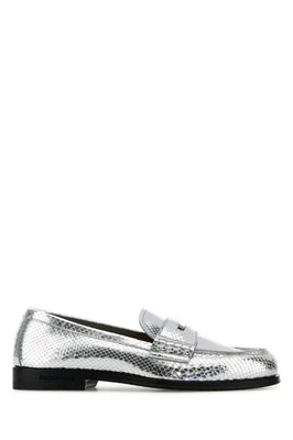 Mocassim de couro prata neoclássico DSQUARED novo e autêntico - Imagem 1 de 4
