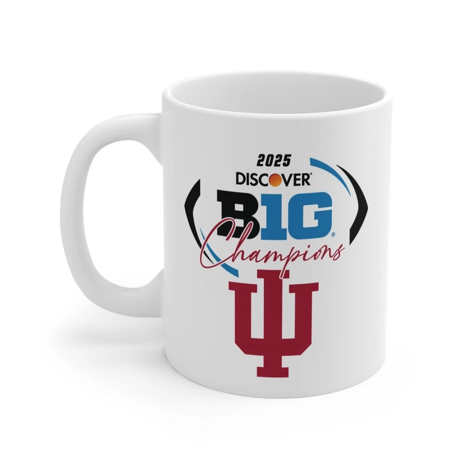 Taza de café Big 10 Champions 2025 de 15 onzas. Indiana Hoosiers Foto 1 de 3