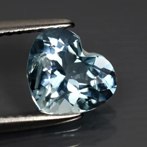 1.43 ct Heart Cut (8 x 7 mm) Brazil Natural Sky Blue Aquamarine Loose Gemstone - Picture 1 of 2