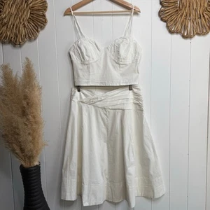 Free People set co-ord crop top and midi skirt pleated matching set boho Large - Picture 1 of 11