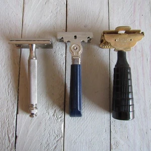 Lot 3 Vtg Men's Razors Gillette Ball Handle Gem Junior Eversharp Schick Bakelite - Picture 1 of 7